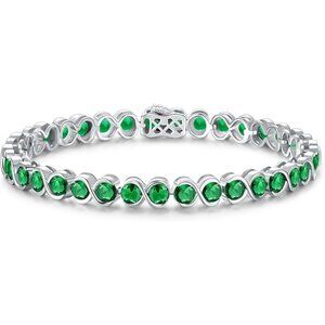 May-Emerald Birthstone 925 Sterling Silver 7 Inch Infinity Tennis Bracelet